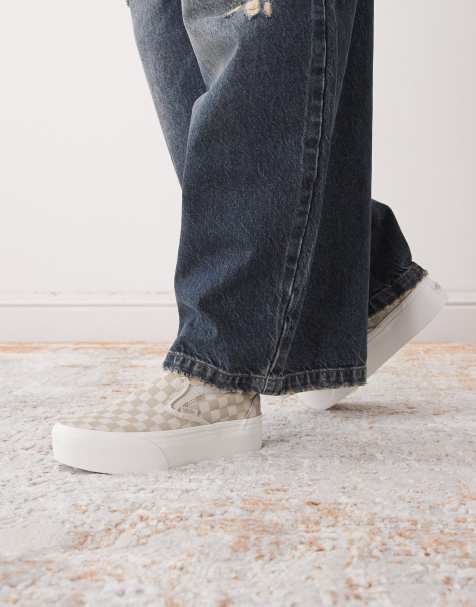 Vans Classic Slip-On Stackform checkerboard sneakers in beige - view 1