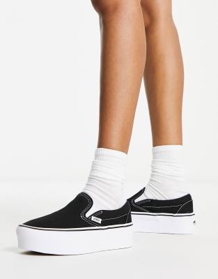 All black slip shop on platform vans