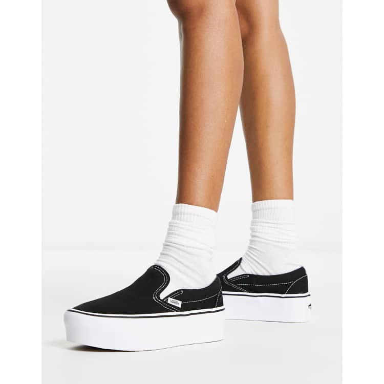 Vans Classic Slip-On stackform sneakers in black/white