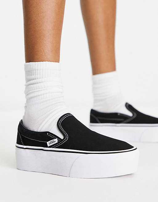 Vans stackform Slip-On black/white sneakers Classic ASOS in |