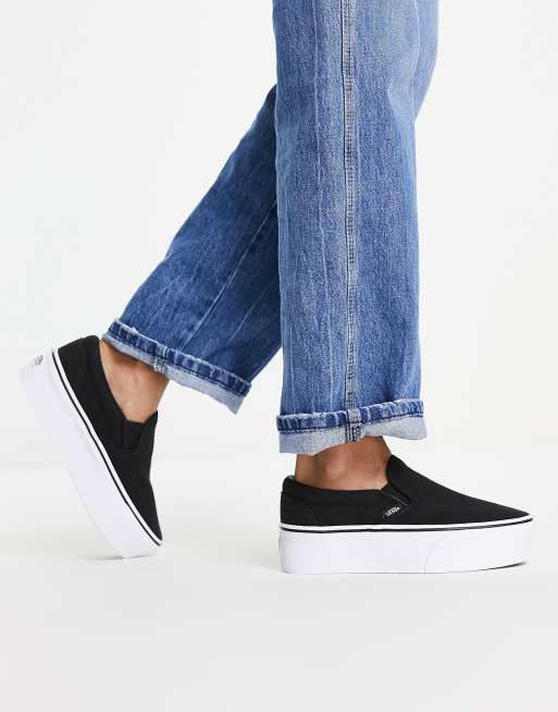 Vans Classic Slip-On Stackform sneakers in black | ASOS