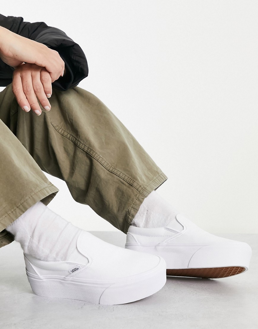 Shop Vans Classic Slip-on Stackform Sneakers In White