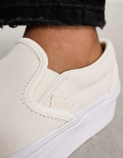 Vans slip hot sale on cream white