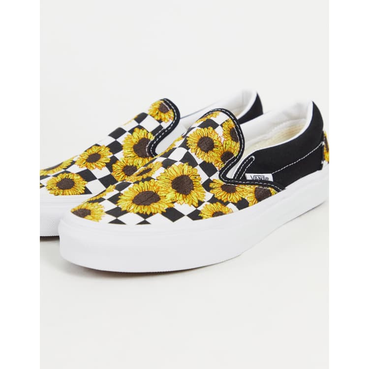 Checkered sunflower hotsell vans slip ons