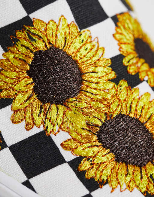 Checkerboard vans cheap with sunflowers