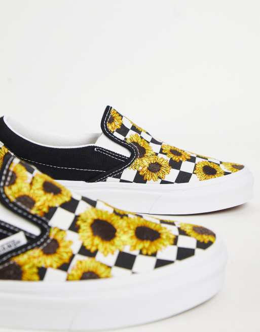 Checkered sunflower shop slip on vans