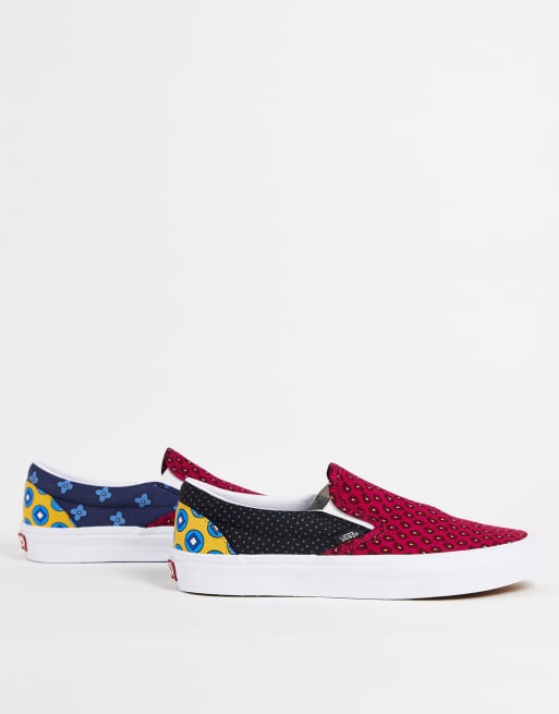 Vans Classic Slip On Tie Print Mix trainers in black multi