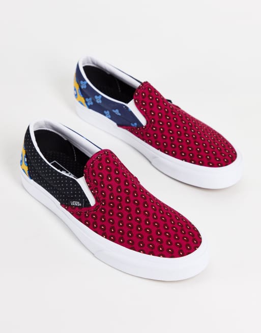 Vans Classic Slip On Tie Print Mix trainers in black multi