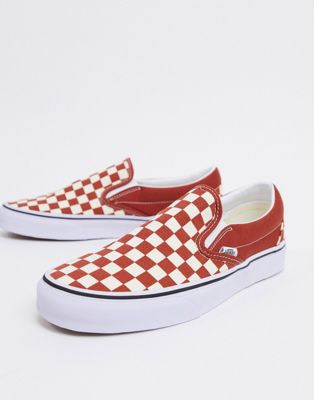 mens vans red classic slip on trainers