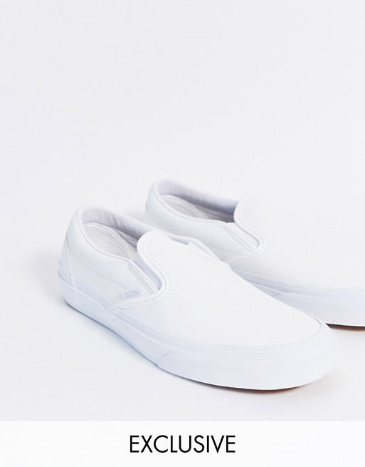 Vans Classic Slip-On trainer in white faux leather Exclusive at ASOS
