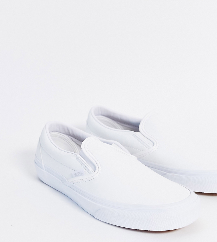 Vans Classic Slip-On trainer in white faux leather Exclusive at ASOS