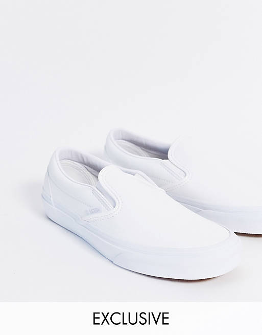 Vans Classic Slip-On trainer in white faux leather Exclusive at ASOS | ASOS