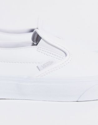 white slip on trainers leather