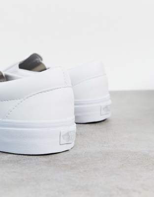 mens white leather slip on vans