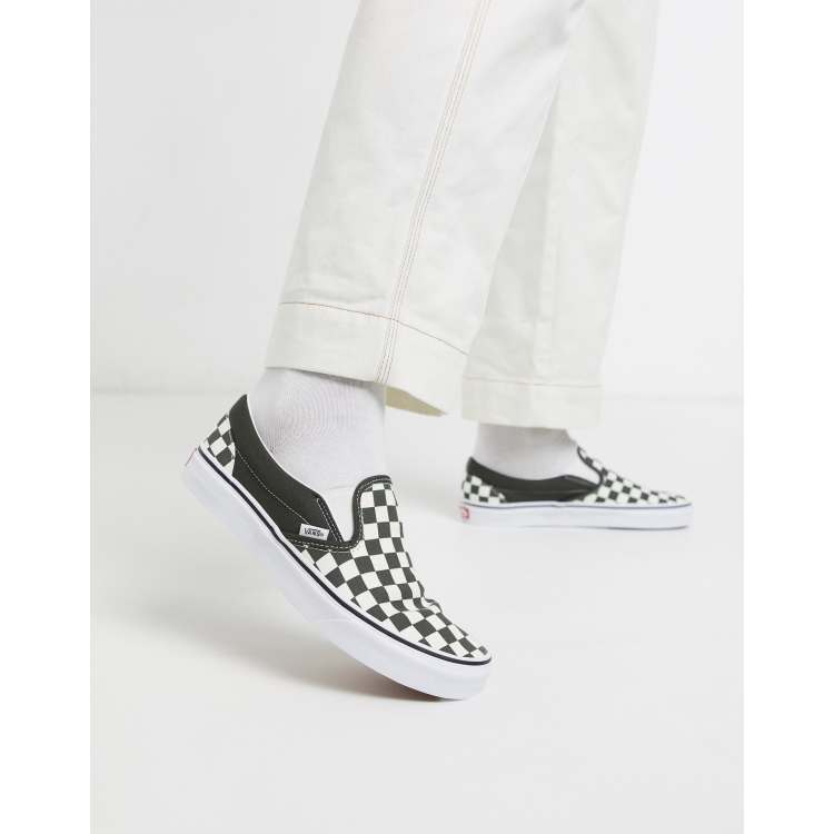 Light green checkered outlet slip on vans