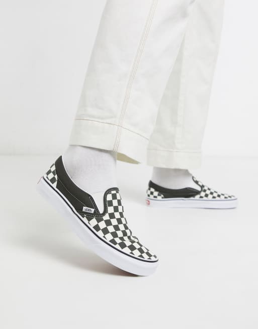 Light green checkered hot sale slip on vans