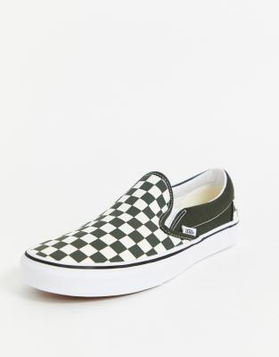 Light green checkered hot sale slip on vans