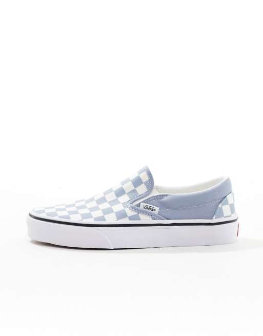 Vans classic slip on trainers in blue checkerboard