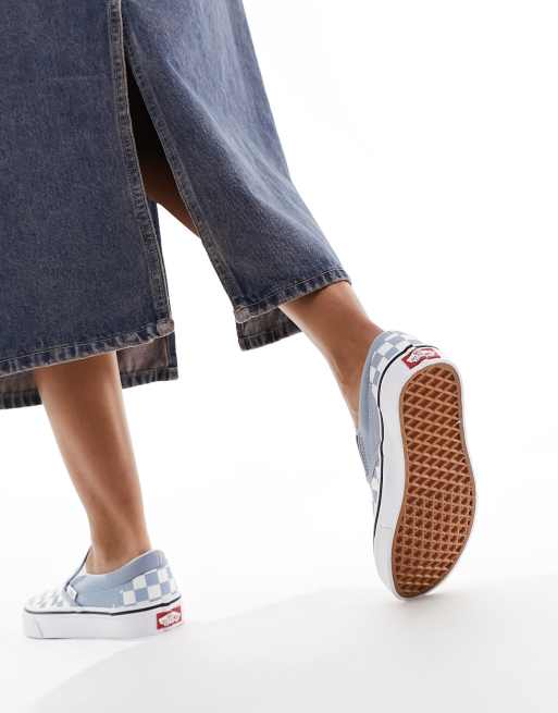 Old skool vans blue checkerboard clearance
