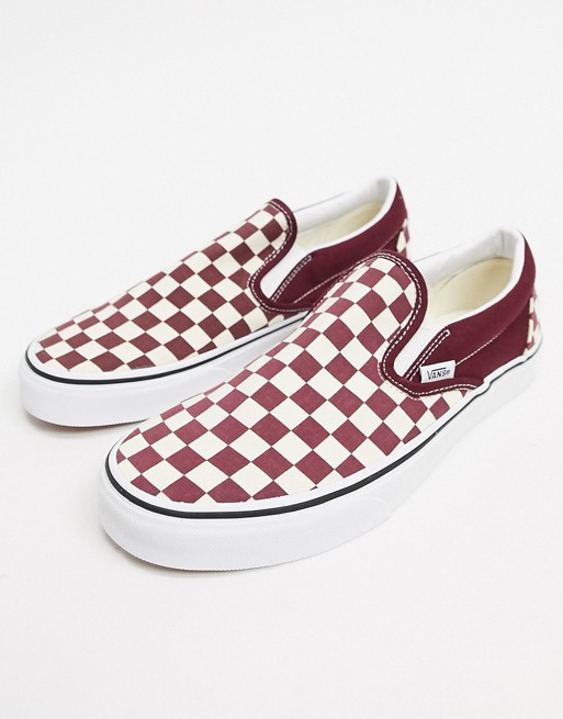 Vans Classic Slip-On trainers in burgundy checkerboard