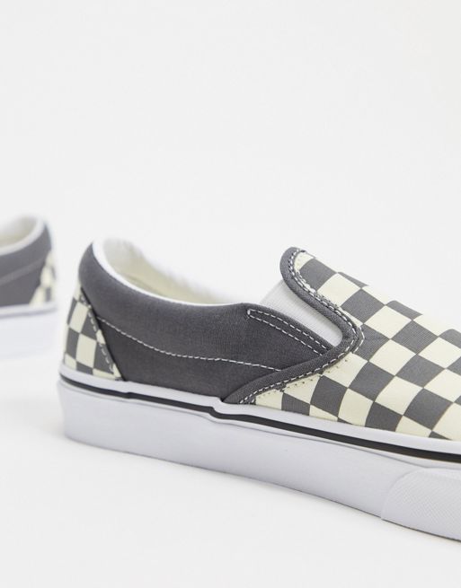 Vans Classic Slip-On trainers in checkerboard pewter and true white | ASOS