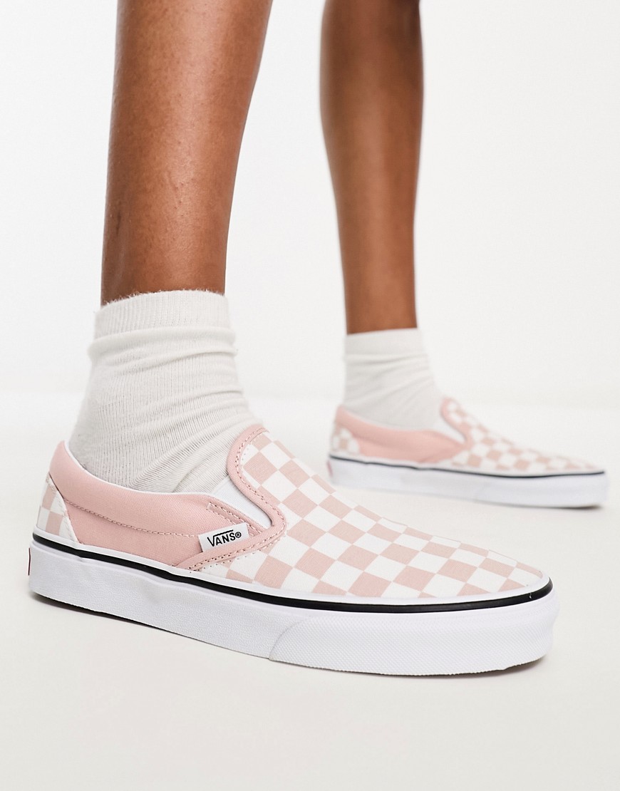 Vans Classic Slip On trainers in checkerboard rose smoke-Pink