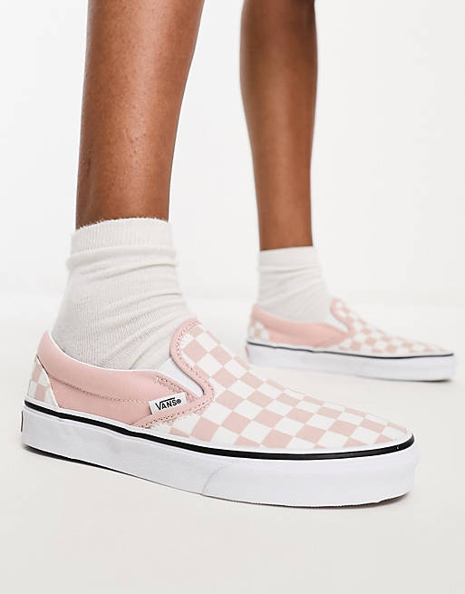 Vans Classic Slip On trainers in checkerboard rose smoke | ASOS