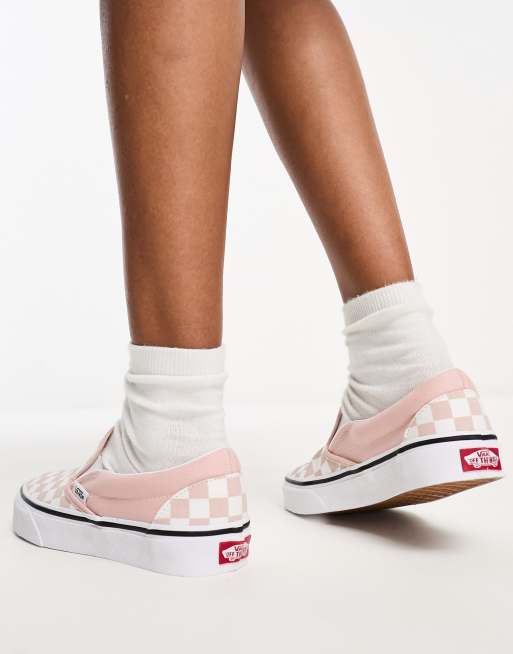 Vans Classic Slip On trainers in checkerboard rose smoke