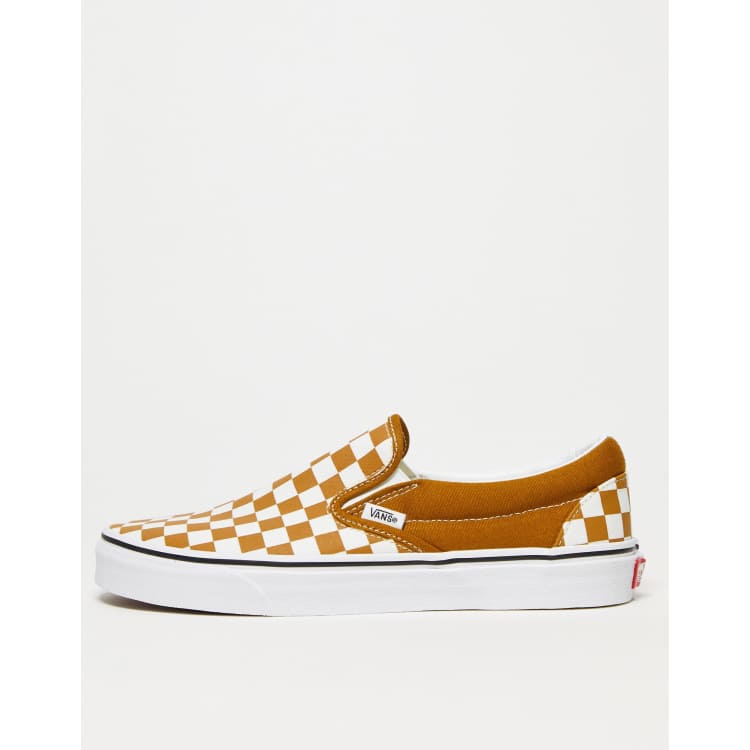 Vans Classic Slip On trainers in golden brown checkerboard ASOS