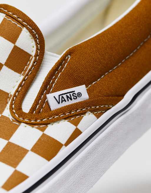 Vans checkerboard slip on on sale orange