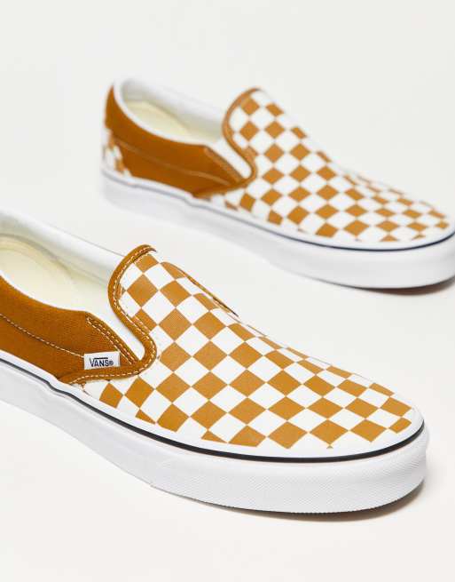 Vans checkered slip hot sale ons yellow