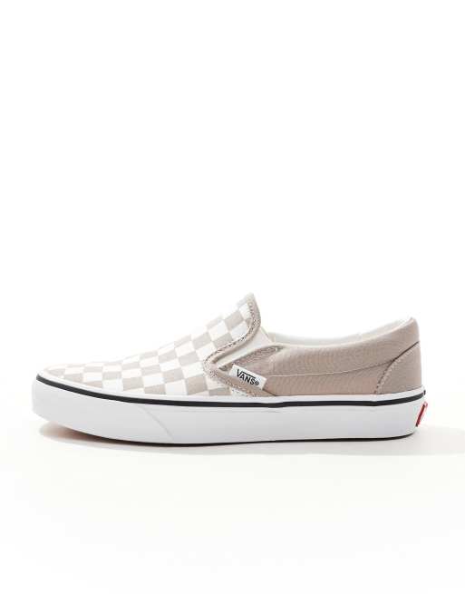 Vans classic slip on trainers in mid grey and white checkerboard ASOS