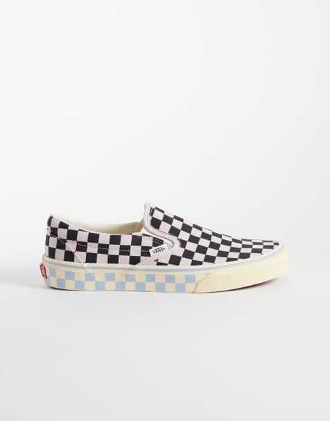 Vans Classic Slip-on trainers in pink and blue checkerboard - view 1