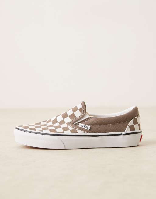 Vans Classic Slip-On trainers in taupe and white checkerboard, 2 of 5