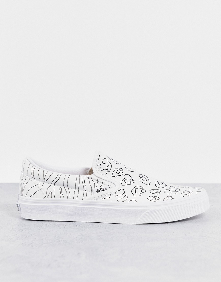 Vans Classic Slip-On U-Paint sneakers in white leopard/zebra