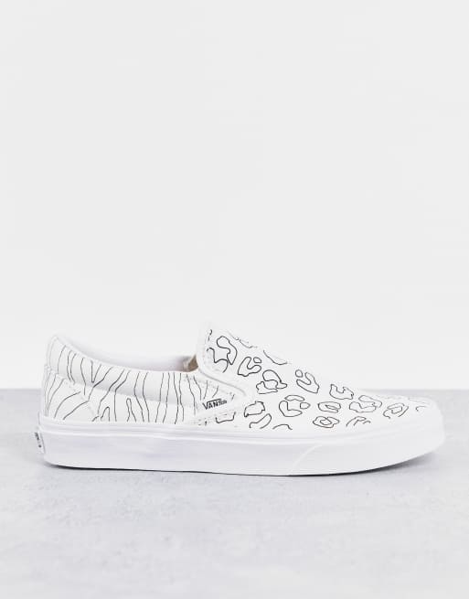 Painted white shop slip on vans