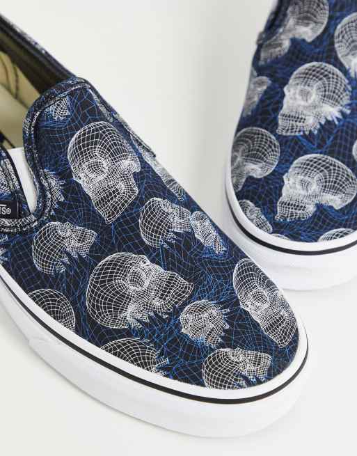 Vans Classic Slip-On Wireframe Skulls sneakers in black/white