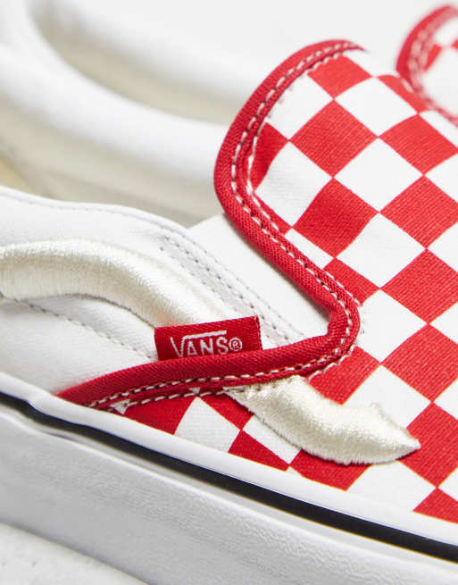 Red and cheap white vans checkered