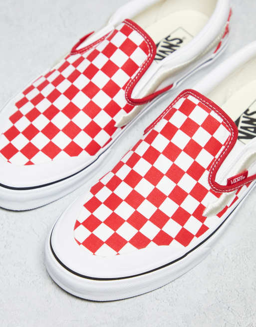 Vans slip ons store red checkerboard