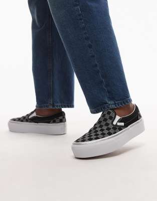 Vans Classic - Sneaker zum Hineinschlüpfen in Schwarz und Weiß-Metallic mit Plateausohle