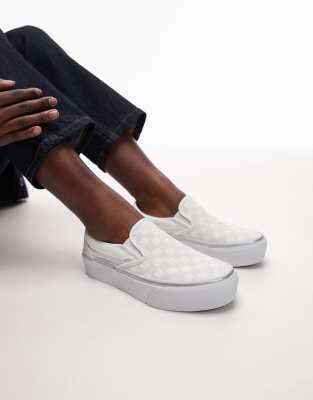 Vans Classic - Sneaker zum Hineinschlüpfen in Silber und Weiß-Metallic mit Plateausohle