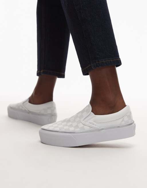 Vans Classic – Sneaker zum Hineinschlüpfen in Silber und Weiß-Metallic mit Plateausohle, 3 von 5