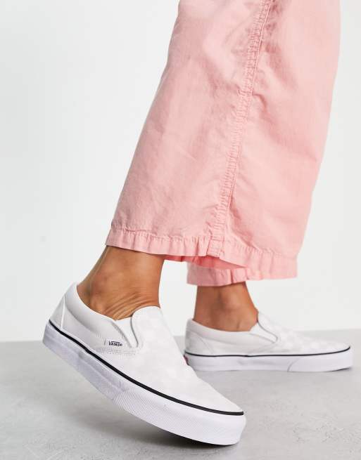 Vans Classic – Sneaker zum Hineinschlüpfen mit Schachbrettmuster in Grau 