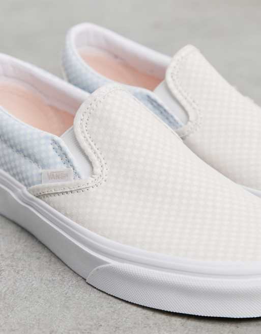 Vans Classic – Sneaker zum Hineinschlüpfen mit Schachbrettmuster in Pastellblau und Weiß , 3 von 4