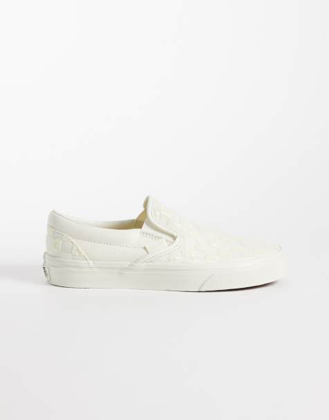 Vans Classic – Sneaker zum Hineinschlüpfen mit Schachbrettmuster in Wollweiß - view 1