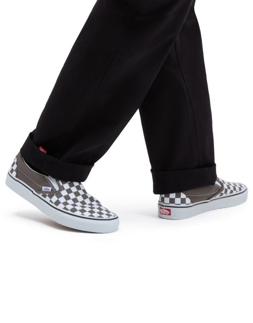 Vans Classic – Sneaker zum Reinschlüpfen mit Schachbrettmuster in Grau und Weiß