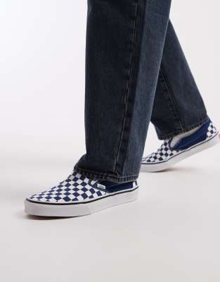 Classic - Sneaker zum Reinschlüpfen mit Schachbrettmuster in kräftigem Indigoblau Blau 40