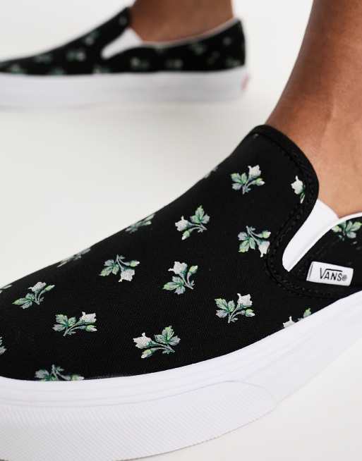 Scarpe vans clearance nere con fiori