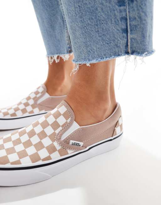 Vans Classic - Sneakers senza lacci bianche e color talpa, 5 di 5