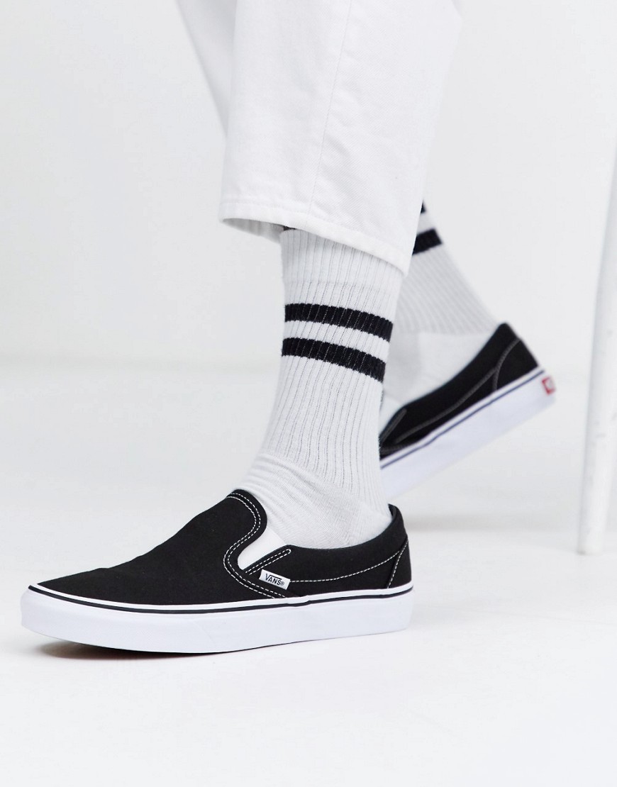 Vans Classic - Sneakers senza lacci nere e bianche-Nero